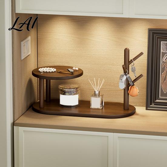 Key And Ornament Storage Organizer Wooden Desk Shelf Organizer Entryway Holder Stand Rustic Desktop for Decorative Items Tiered Rack Office