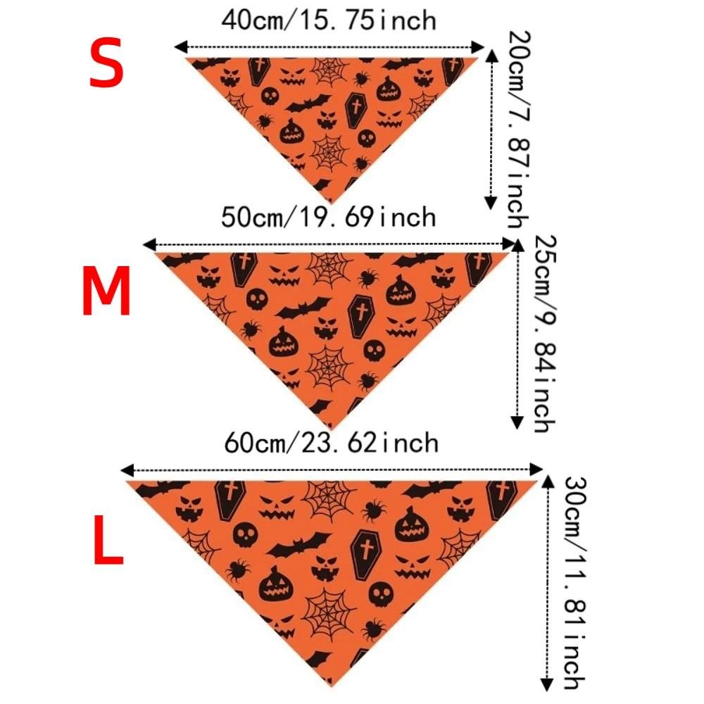 Cute Pet Halloween Bandana Pumpkin Print Ghost Pattern Dog Triangle Scarf Lightweight Washable Cat Saliva Towel Spooky Night