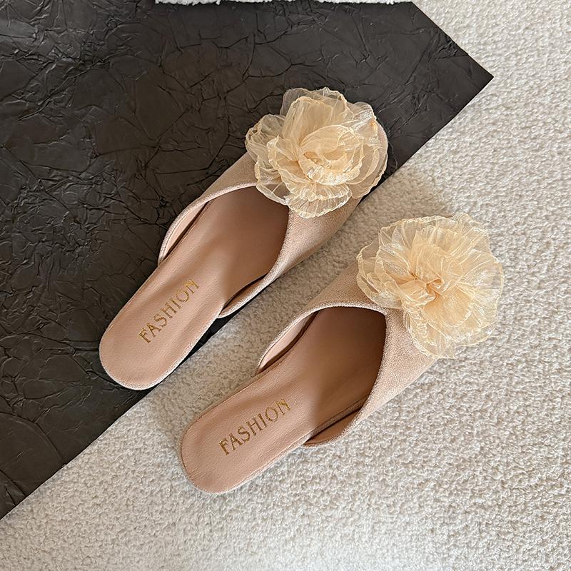 

High Heels Slippers Women Summer Outside Wear Medium Block Heel French Sandals 42