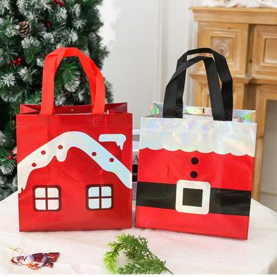 12-1x Portable Gift Bags Non-Woven Fabric Candy Biscuit Organizer Gifts Present Wrapping Bags For Xmas Party Decoration Supplies