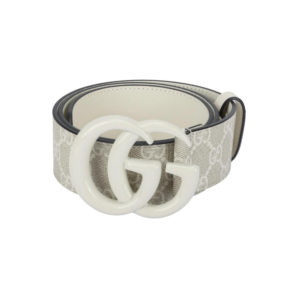 GUCCI GG Marmont Canvas Leather Belts Women's Ecru Width 4cm (Unisex) Leather Belts 400593 FAA6B 8047