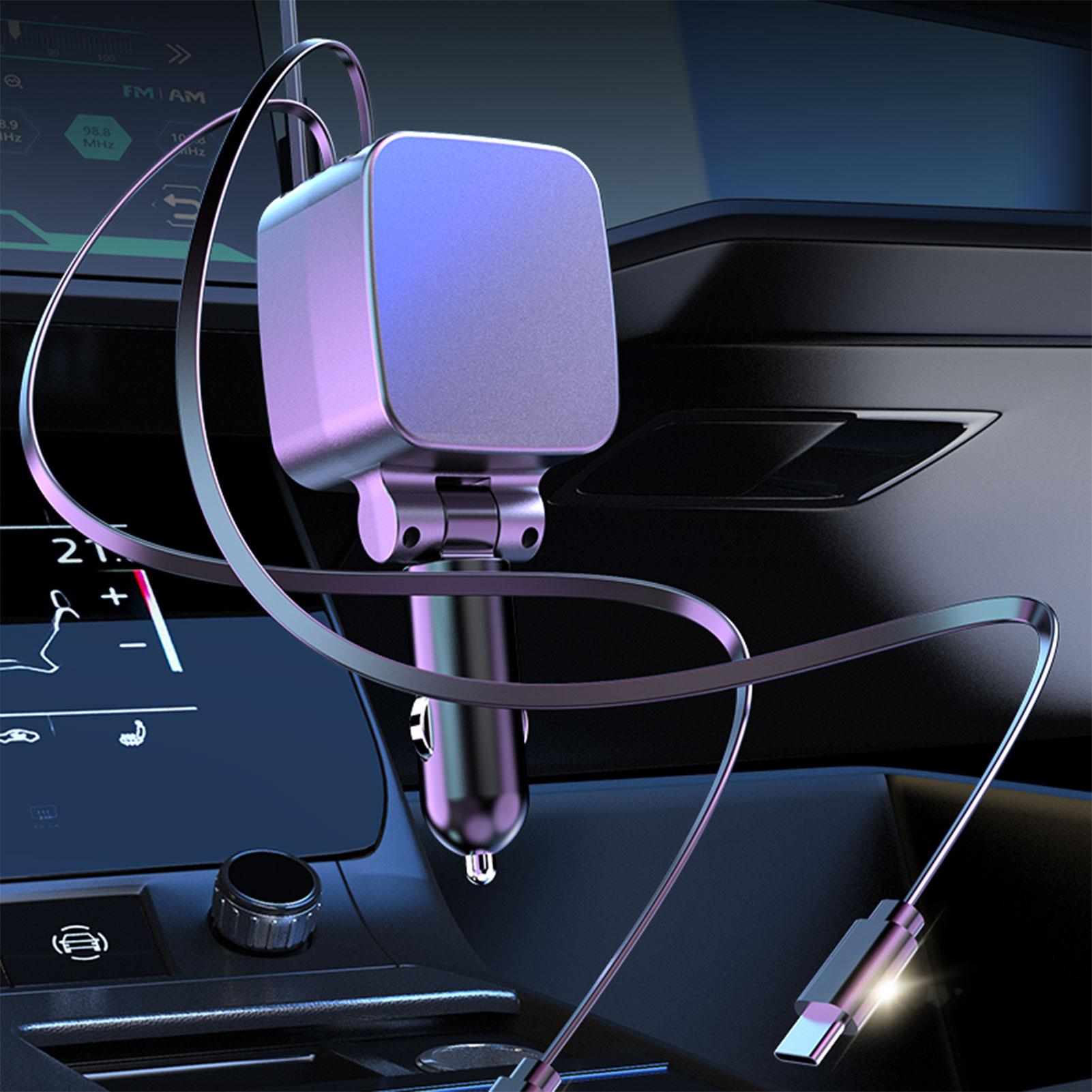 

Car Charger With Retractable Cables Fast Charging 2 USB Ports Auto Supplies With Starlight Car Charging Port For Daily Commute CHINA