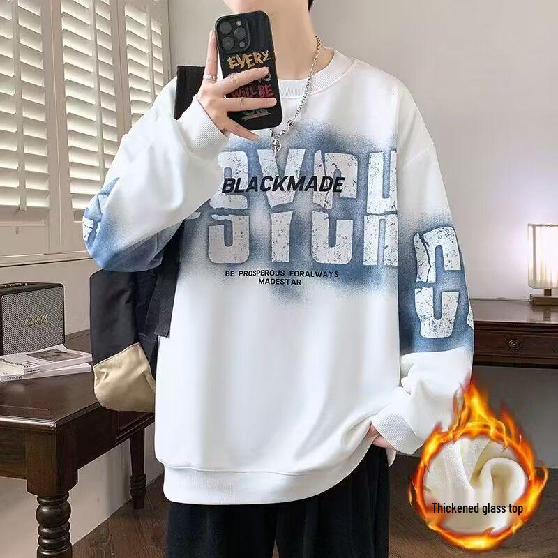 Trendy Men's Letter Print Sweatshirt: Autumn/Spring Round Neck, Long Sleeve, Casual Loose Fit.