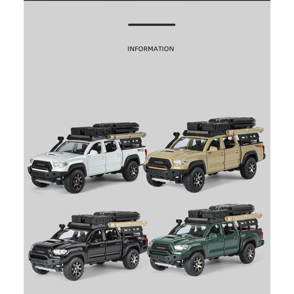 1/32 Toyota Tacoma Picku Wagon Alloy Car Model Sound and Light Pull Back Children's Toy Collectibles Birthday Gift