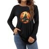 Women's Daily Casual Long-sleeved Flowers Printed Crew-neck Top