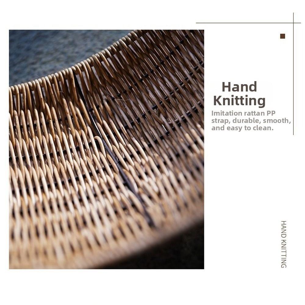 Hand-Woven Imitation Rattan Basket Multipurpose Handmade Bread Fruit Baskets Large Capacity Retro Storage Tray Household Storage