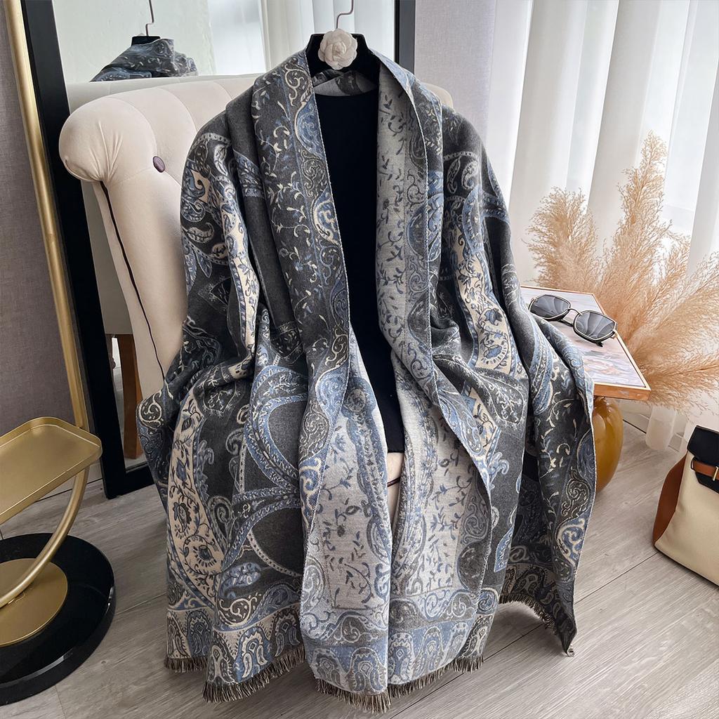 New Luxury Winter Paisley Two-Sided Cashmere Jacquard Scarves High Quality Women Thicken Wrap Shawl Ladies Wool Pashmina Scarf