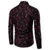 Camisa Casual para Mujer con Cuello Vuelto, Manga Larga, Estampado de Hojas, Botones, Corte Slim, Talla Grande