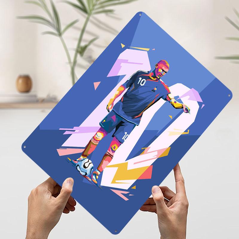 

Soccer Player Pop Art Tinplate Poster Customized Wall Art Vintage Metal Signs Retro Tin Plaque for Living Room Decorations Decor 7.9x11.8In(20x30cm)