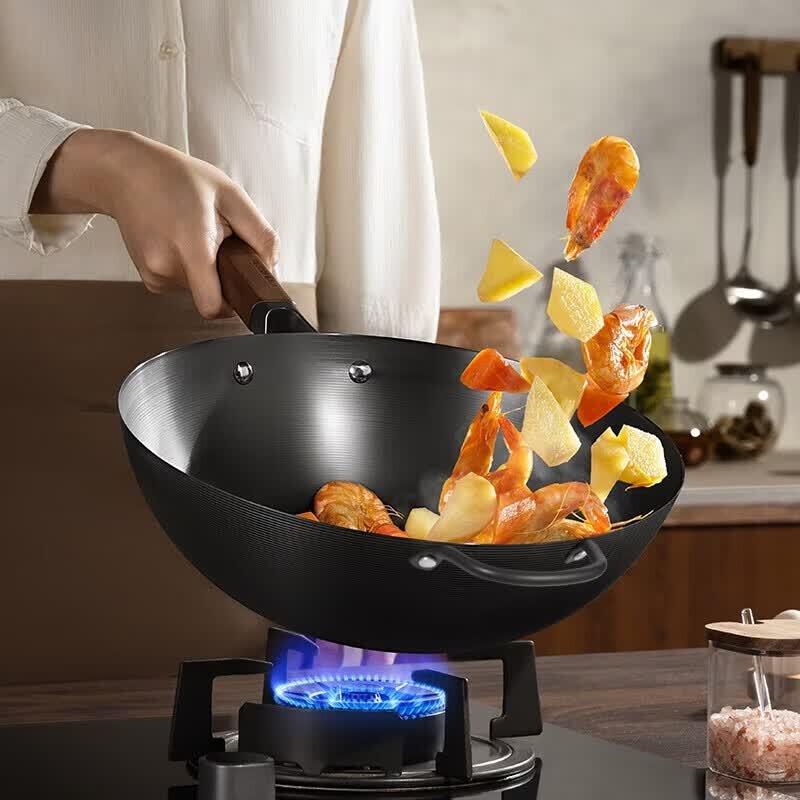 KOBACH 34cm Triple Rust-Proof Deep Nitride Iron Wok