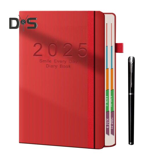 Tagesplaner 2025, eine Seite pro Tag, Jan.-Dez., A5, Tagesplaner 2025, Tageskalender, monatliche Registerkarten, Hardcover, 2025, Stunden-Terminbuch