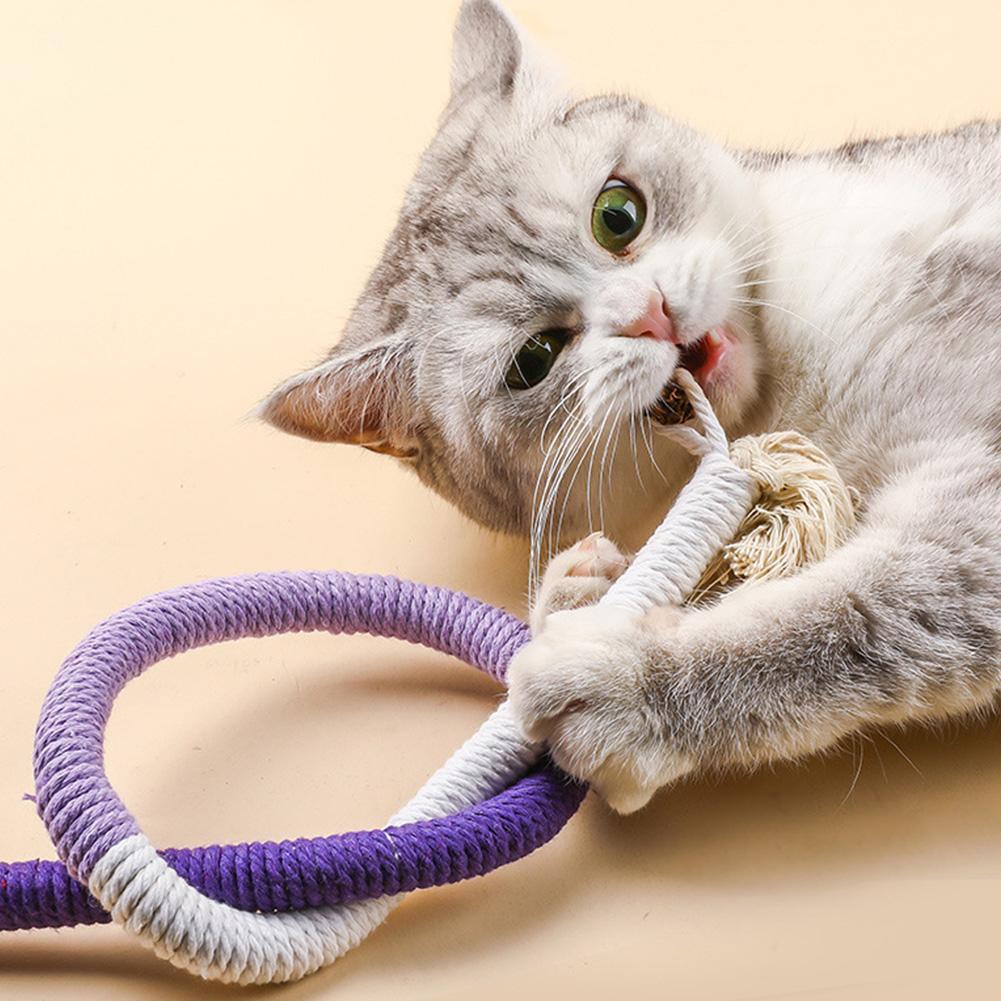 Teasing Cat Rope Toy Kitten Play Rope Toy Cat Chew Rope Toy Interactive Cat Teething Toy Pet Supplies Accessories