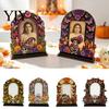 Vintage Altar-Fotohalter Dia De Los Muertos Holzrahmen Tischdekoration, Tag der Toten Retro Mexikanische Volkskunst Ornamente Gedenk-Fotohalter