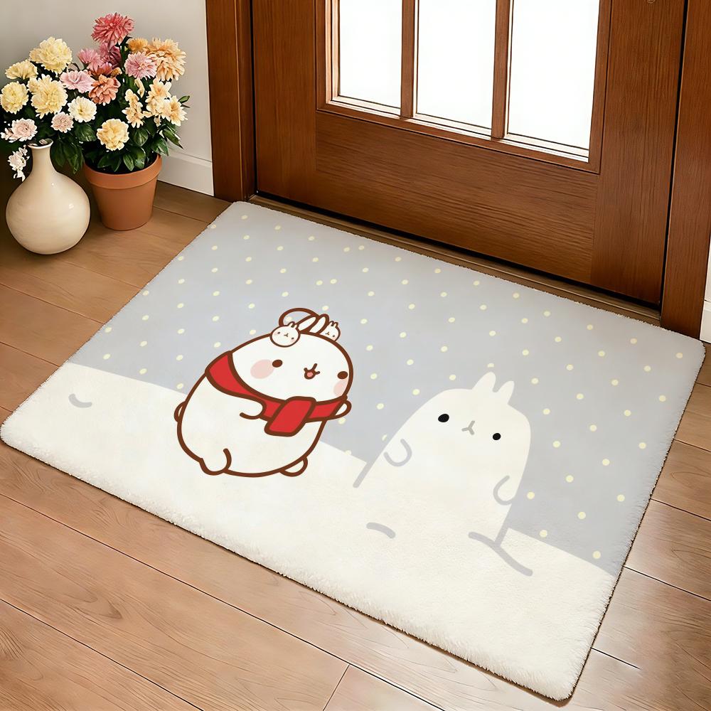 Cartoon Cute M-Molang Floor Mat Cozy Flannel Soft Thick Non-Slip Mat For Living Room Bedroom Kitchen Decor Rugs