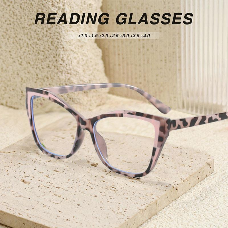 Fashion Block Color Reading Glasses Farsightedness Eyewear With Diopter +1.0...+3.0 Chic Cat Eyes Design For Men And Women
