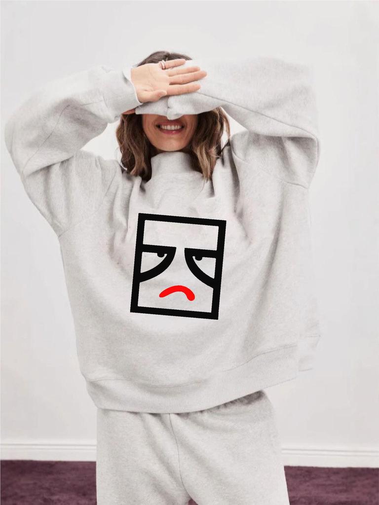 Trendy Spring & Autumn Mid-High Collar Women's Hoodie - Casual, Comfortable, Loose Fit