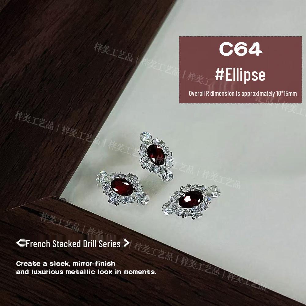 Nail Art Blood Red French Rhinestone Sparkle Camellia Decoration