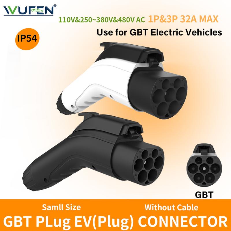 WUFEN EV Charger Plug GB/T 20234 EVSE GBT Convertor 16A 32A 1P 3P 3.5/11/7/22KW For Electric PHEV Car Vehicle Charging Station white