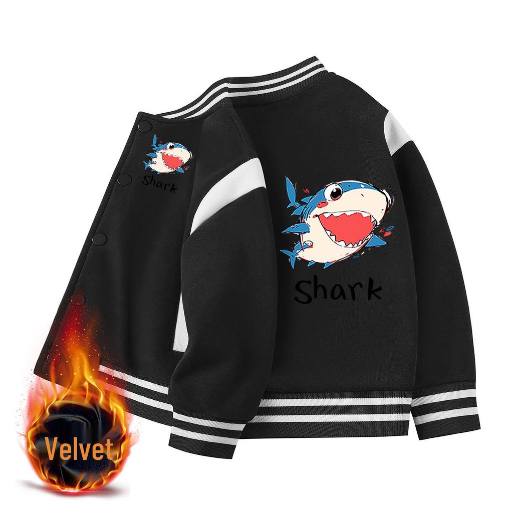 Boys' Stylish 2026 Jacket: Spring/Autumn Fleece-Lined Baseball Coat for Kids
