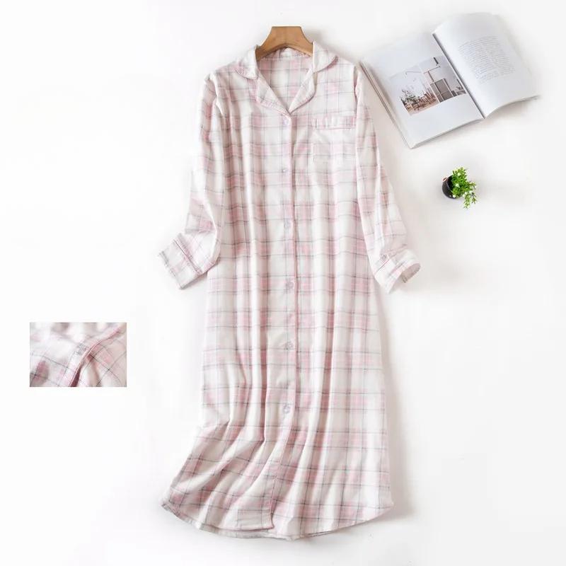 

Большие размеры женская пижама клетчатый дизайн средней длины рубашка ночная рубашка женское нижнее белье одежда XXL