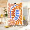 Illustration M-Matisse Style Floral Print Throw Lightweight 240g Flannel Blanket Soft Skin-friendly for Summer Cooling