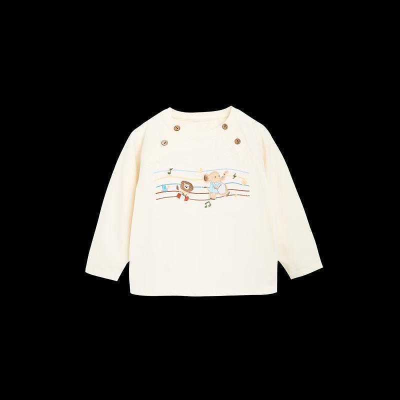 White Wheat Kids' Cotton Long-Sleeve Embroidered Graphic T-Shirt