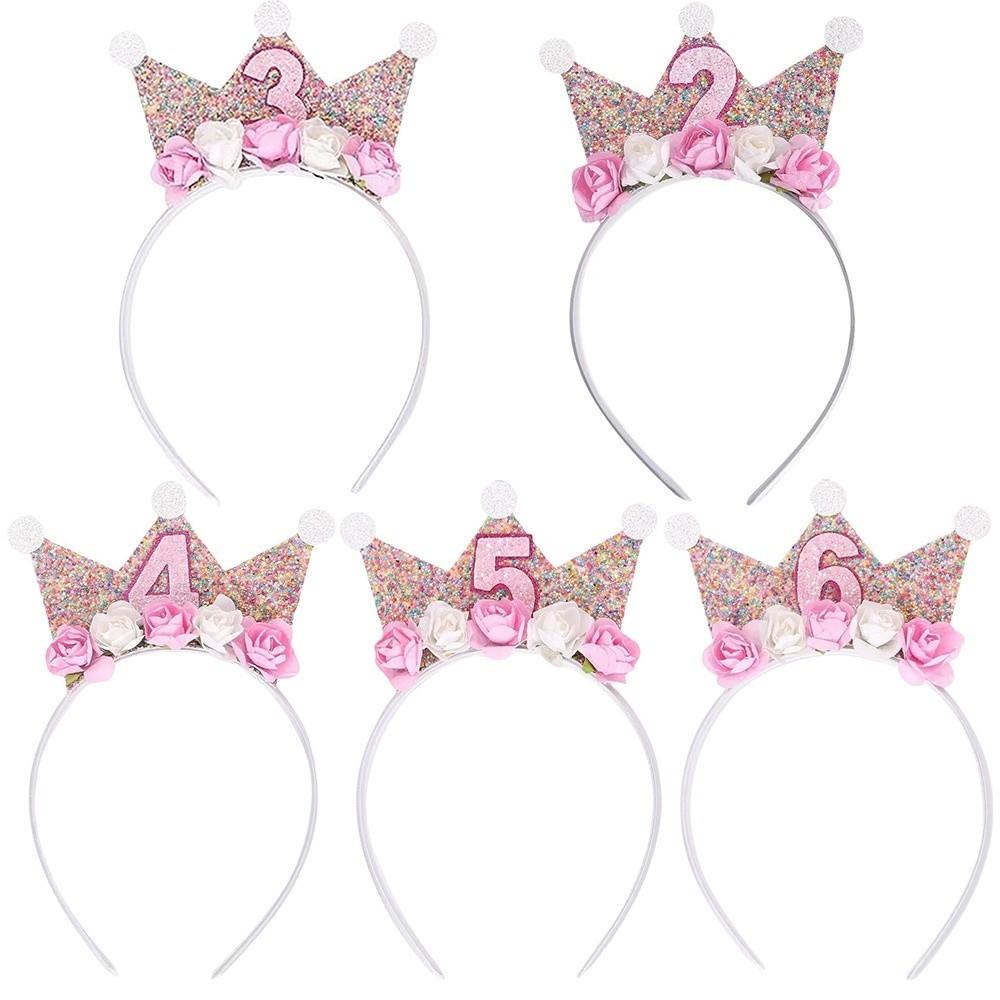 Kids' 2-6Y Flower Crown Hairband Sparkle Girl's Headbands Cute Princess Hair Band Hair Accessory