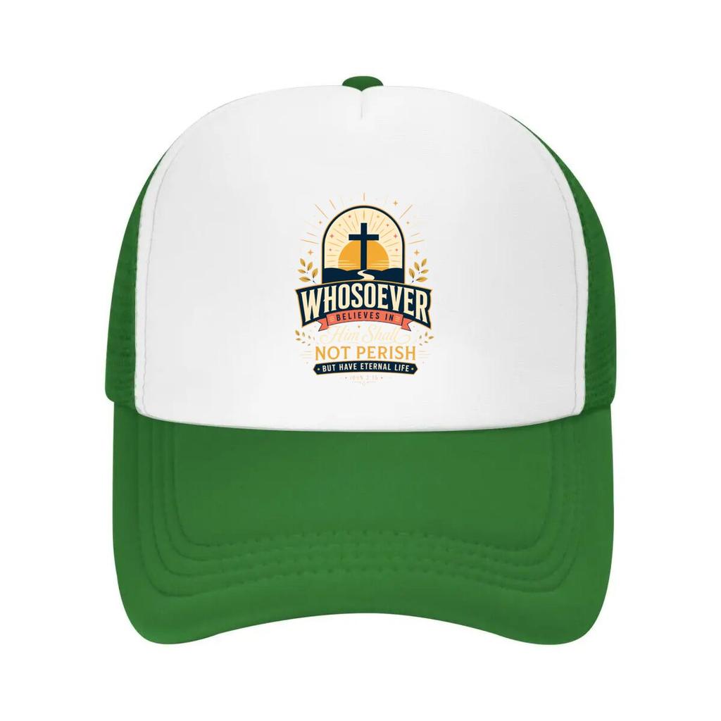 Whosoever Faith Sunrise Cross Verse Mesh Baseball Cap Casual Hat Outdoor  For Womens Unisex FeUnisex