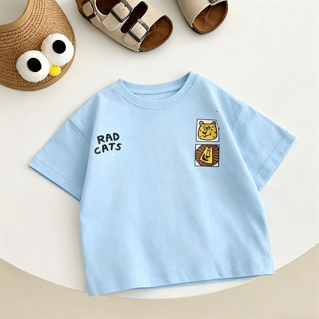 Kids Summer Clothes Short-sleeved Tops Cartoon Printed TShirt Cotton Wear Loose Casual Sports TShirt Thin All-match Pullovers