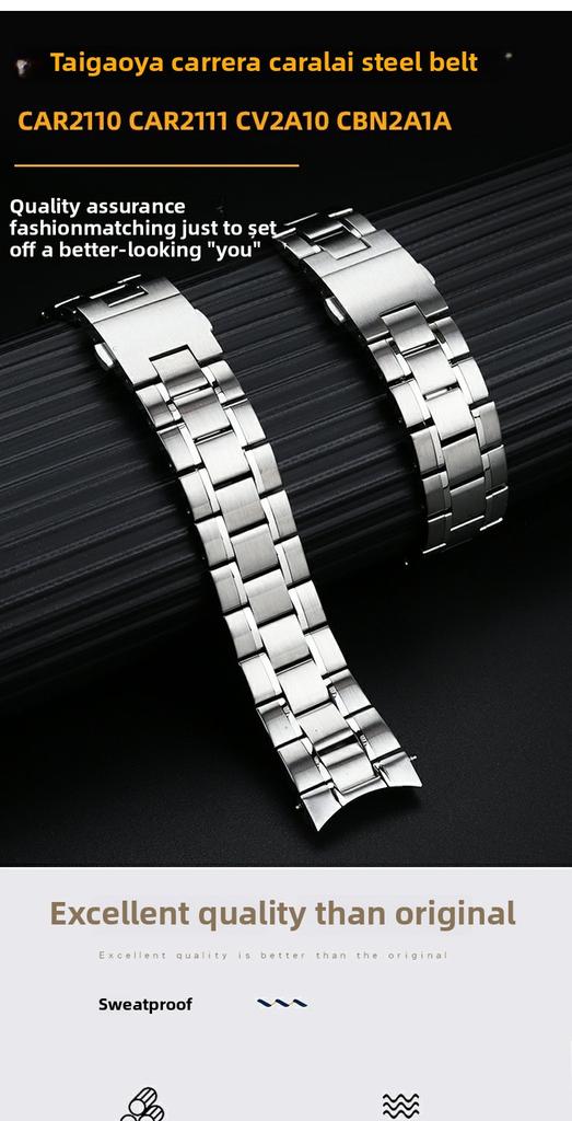 For Tag Heuer Carrera 22mm Metal Curved End Watch Strap Solid Stainless Steel Watchband Men Bracelet Wristband Accessories Parts
