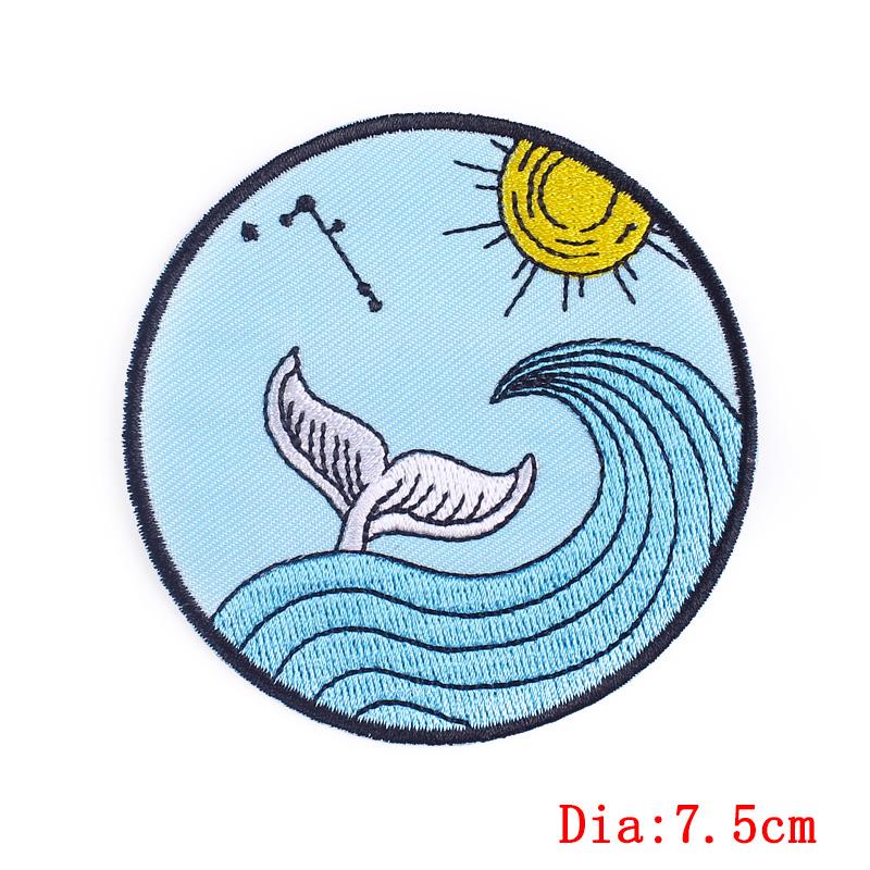 Punk Heart Embroidery Patch Iron On Patches For Clothing Thermoadhesive Patches On Clothes Waves Applique/Patches On Clothes