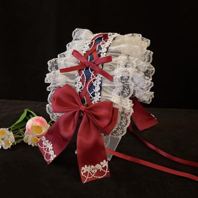 Gothischer Rüschenspitzen-Schleifenknoten-Kopfschmuck Cosplay Haaraccessoires für Dienstmädchen-Mädchen Süßes Stirnband Süße Party-Accessoires