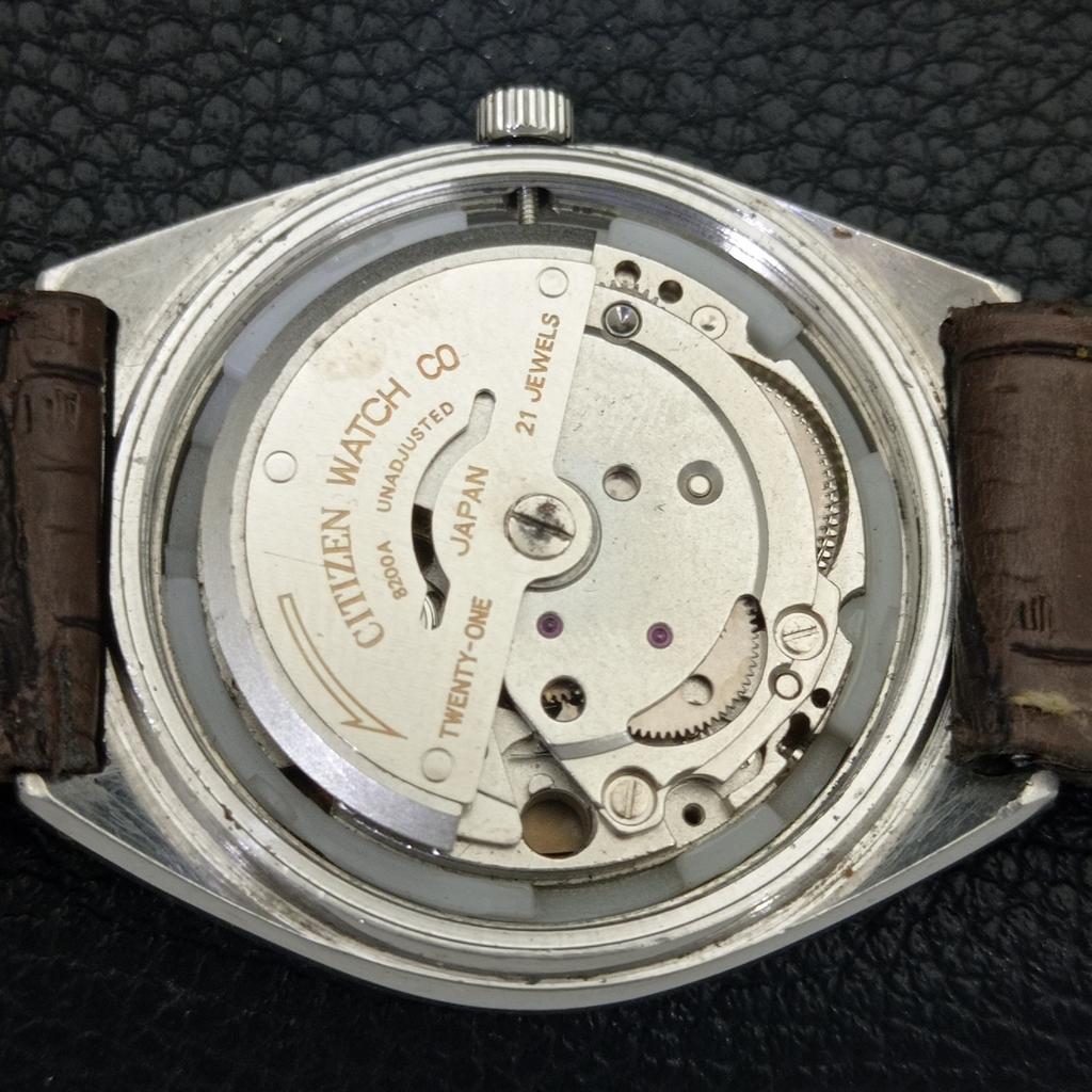 Citizen AUTOMATIC 8200 JAPAN MENS VINTAGE ARABIC BLUE COLOR DIAL WATCH A702765-1 R210-a702765