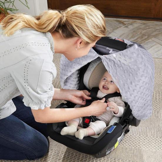 Baby Carrier Cover with Peekaboo Opening Double-Layer Fabric Infant Car Seat Canopy Stroller Cover Nursing Cover