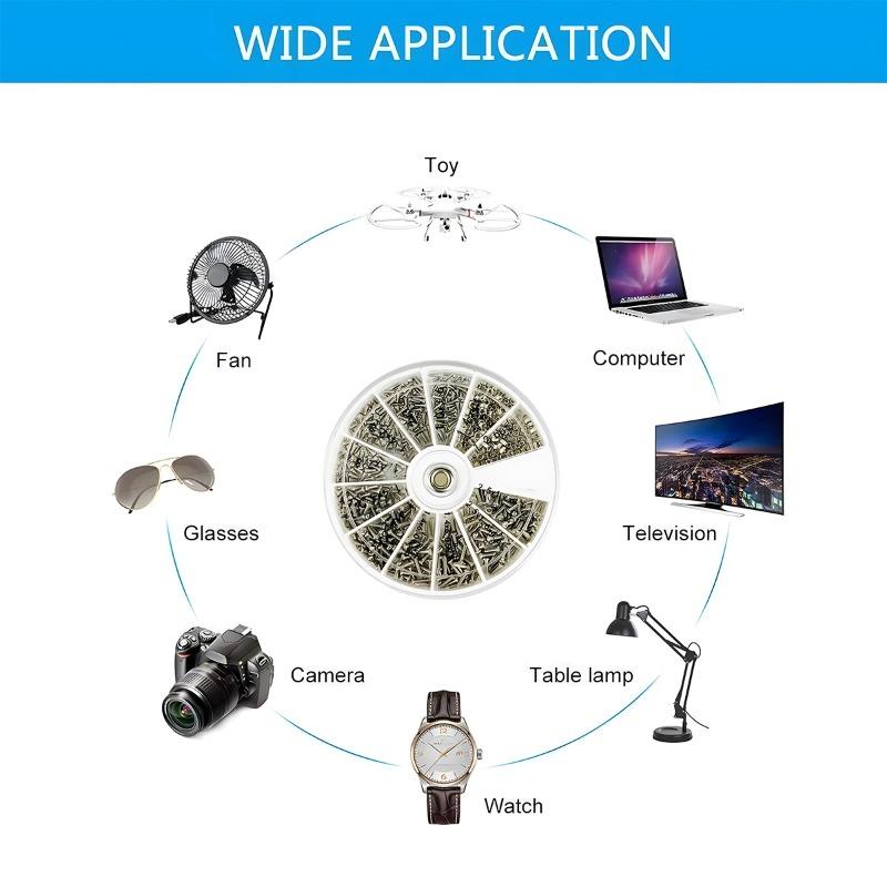 600/1200pcs Professional Eyeglass Repair Kit for Watch/Glasses Includes Screws for Frameless Legs & Sunglasses Fixing Tools