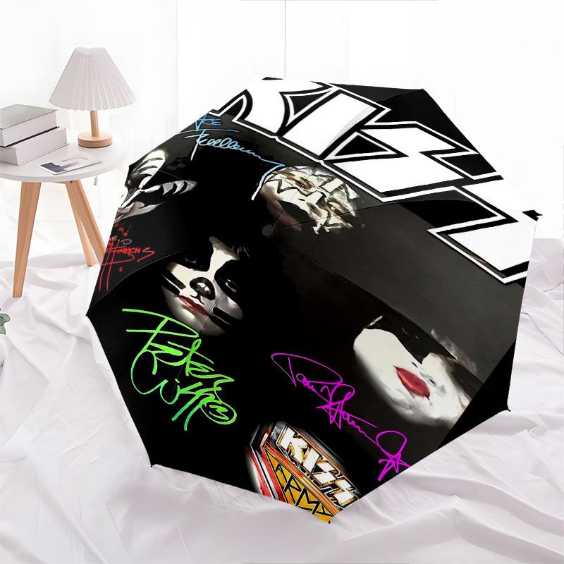 1pc KISS Band Members Automatic Open Close Umbrella Windproof Canopy, Automatic Open Close Button10184