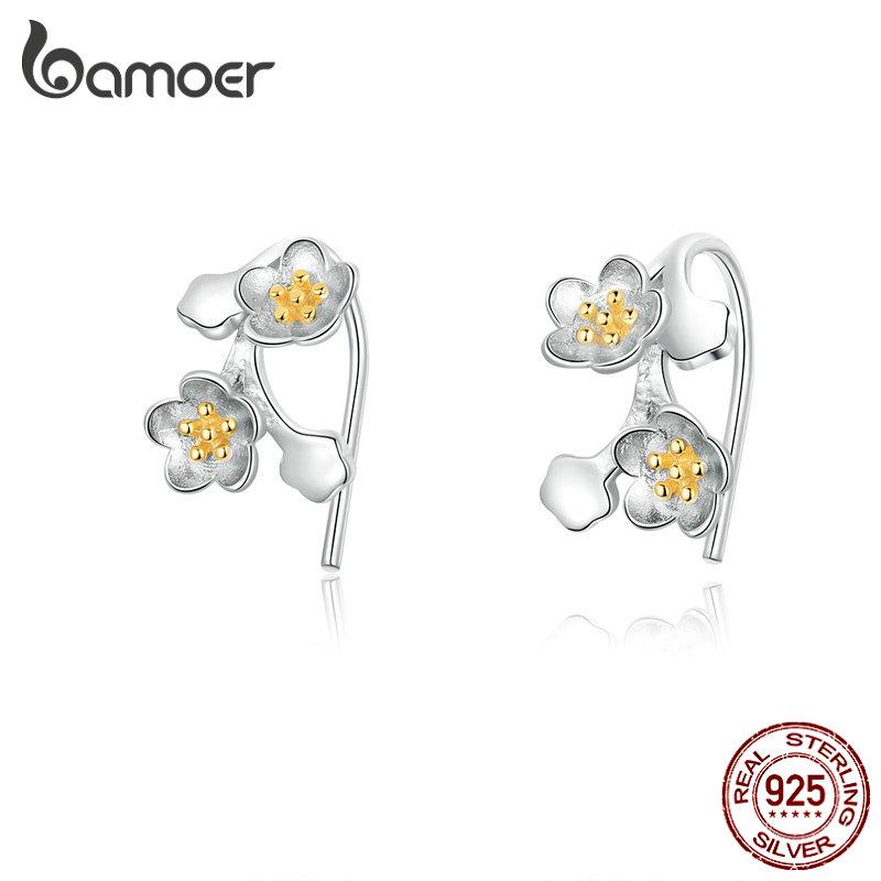 

Bamoer Серебряные серьги 925 пробы ветвь цветущей сакуры Earring