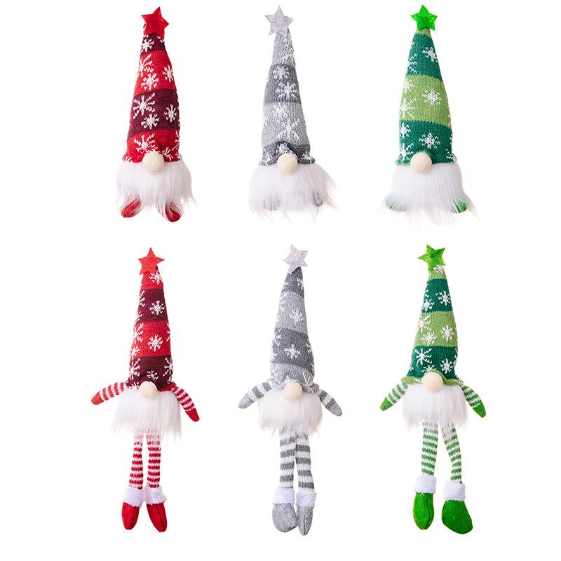 Gnome Ornaments LED Light Plush Knitting Crafts Tree Pendant Christmas Faceless Doll Christmas Decorations for Home Kids Gift