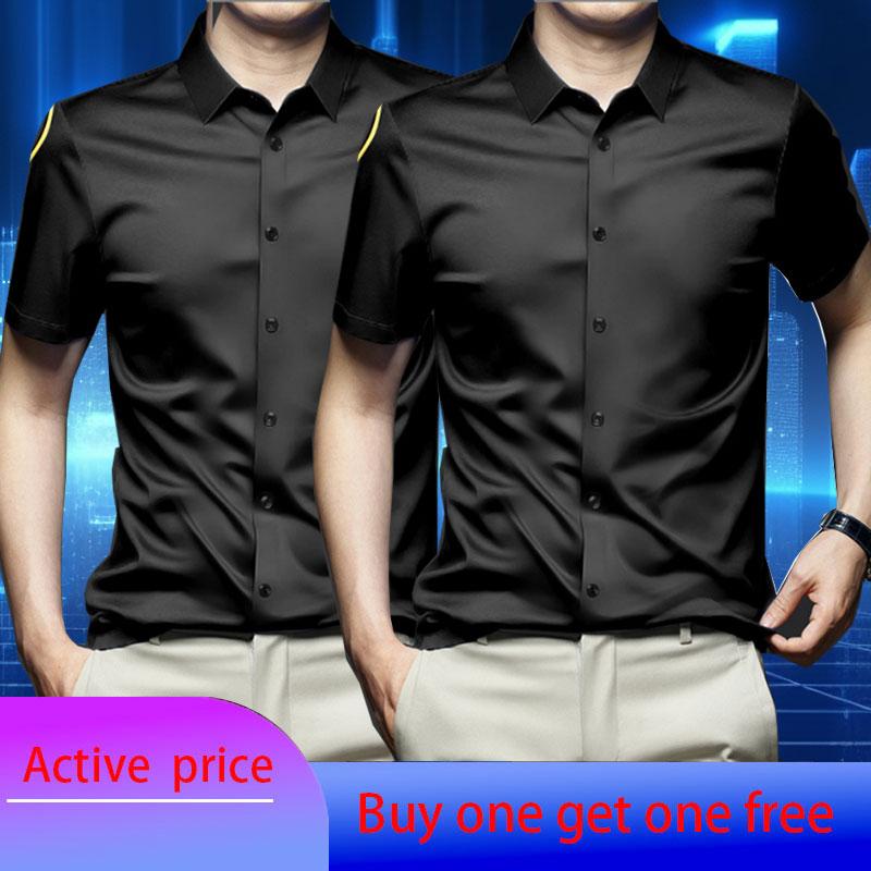 6XL Men's Short Sleeve Shirt Summer New Style Ice Silk Ice Feeling High Quality Large Size No Iron Business and Leisure