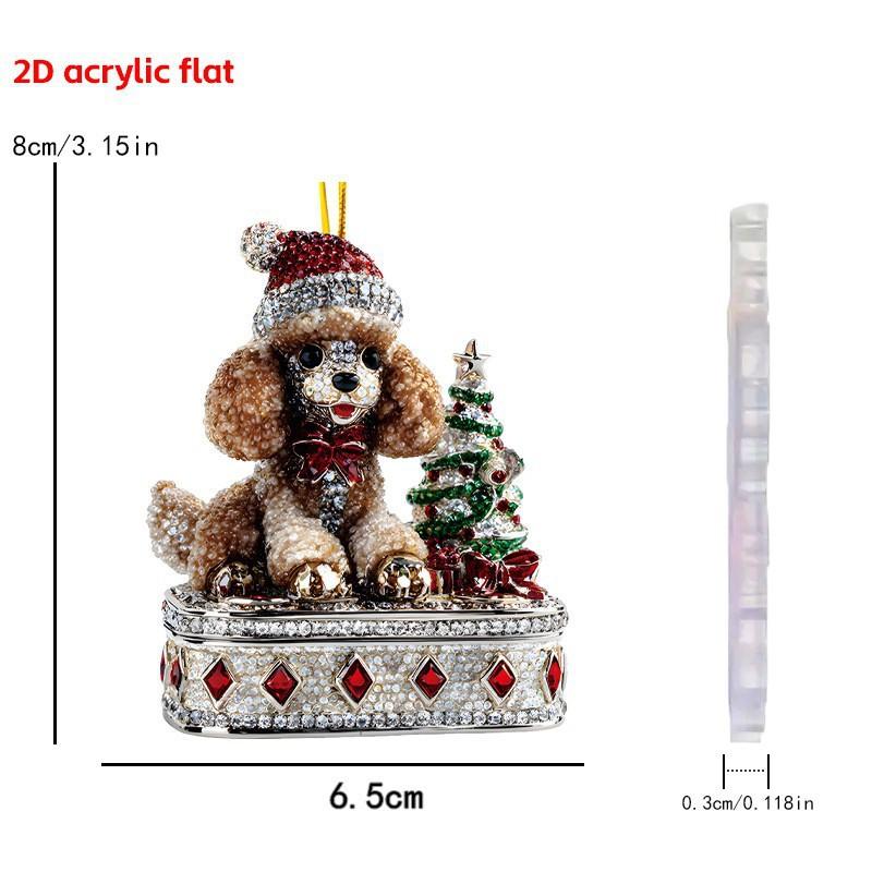 Christmas Tree Pendant Acrylic 2D Cartoon Santa Claus Snowman Festive Hanging Ornaments For Christmas Tree Decor Cute Cartoon