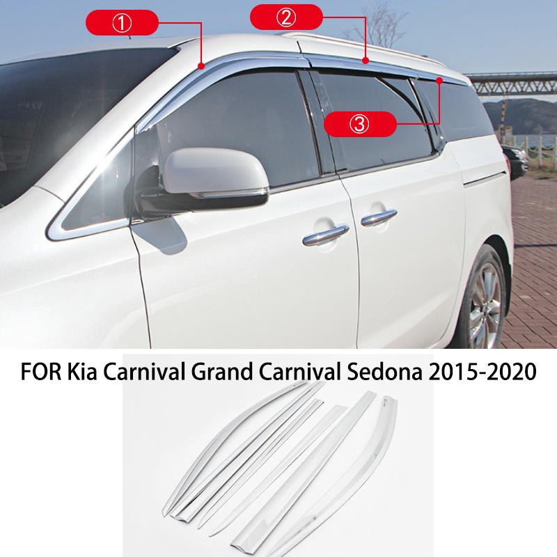 FIT FOR Kia Carnival Grand Carnival Sedona 2015-2020 ABS chrome waterproof Door Window Visor Vent Shades Sun Rain Guard