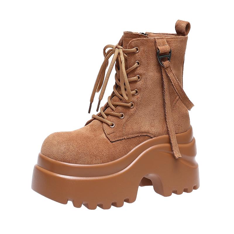 Fashion Ankle Boots For Women New 2025 Winter Motorcycle Boots 9CM Wedge Heels High Platform Shoes Woman Autumn Thick Sole Punk Boots