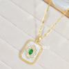 Emerald Square Necklace Women'S Retro National Tide Trend Inlaid Zircon Pendant Star Same Style