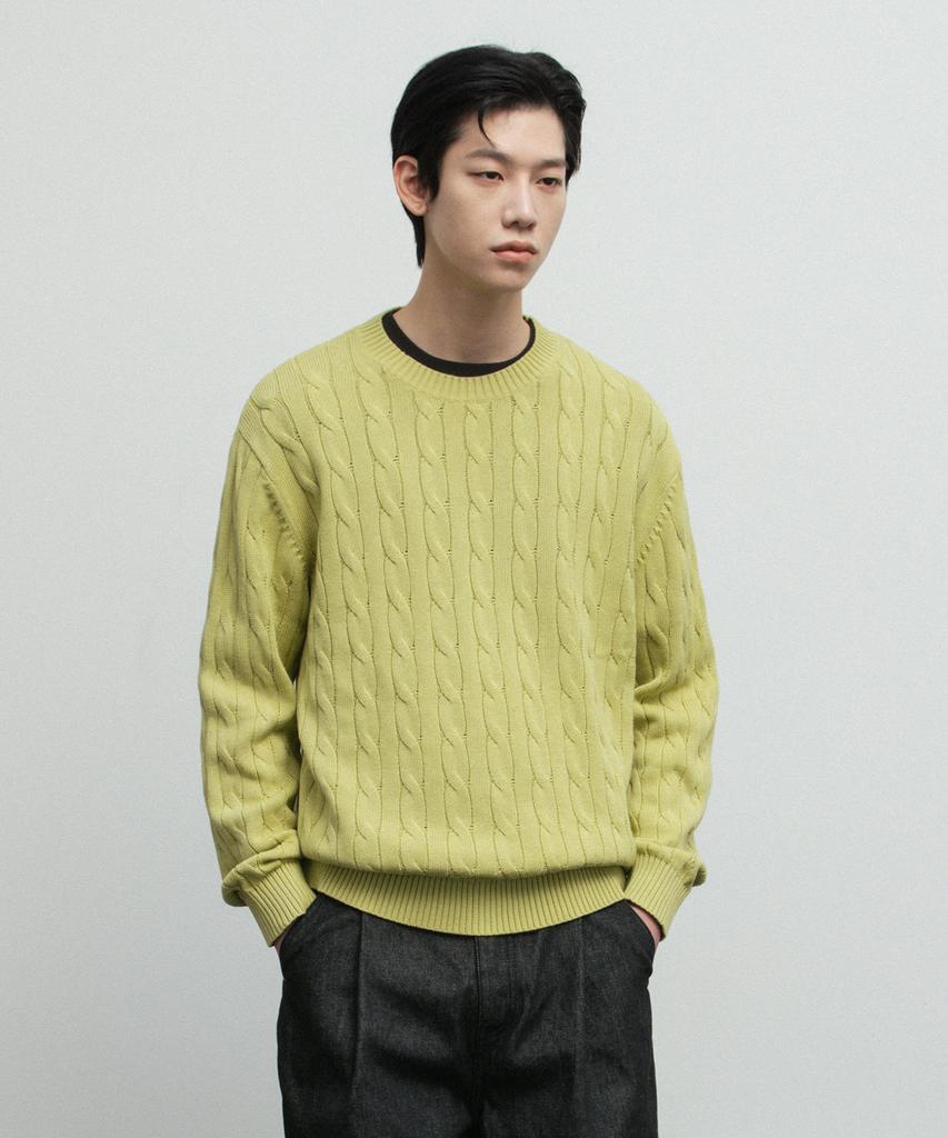 BLANKROOM Cable Knit_Yellow Green