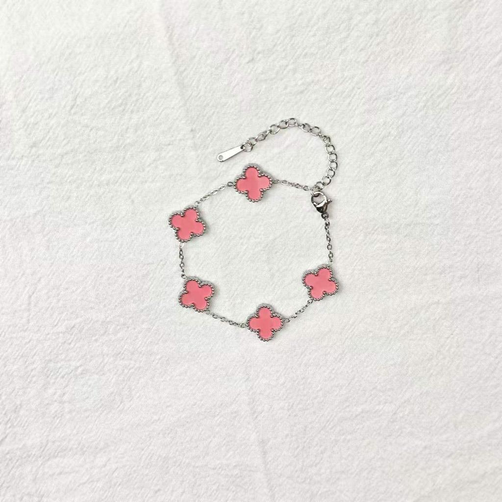 Lucky Four-Leaf Clover Bracelet Women 13mm Titanium Steel Double-Sided Mother-of-Pearl Simple Non-Fading Jewelry