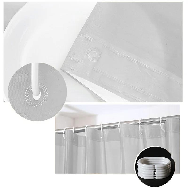 PEVA Waterproof Shower Curtain Mildew Bathroom Solid Curtain Wave Window Tulle Home Luxury with Hooks Heavy S Fold Wavy Shower