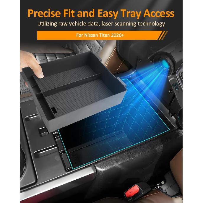 

CDEFG for Nissan Titan 2020-2025 Accessories Center Console Organizer Tray 2020 2021 2022 2023 2024 2025 Titan (SV, Pro-4X, Platinum Reserve) Armrest