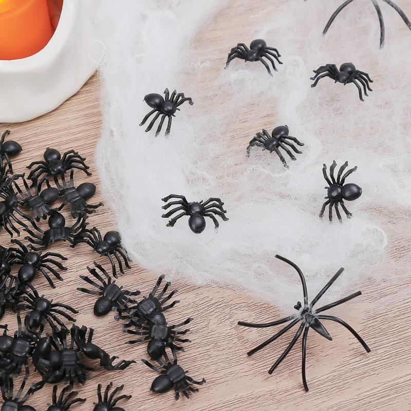 50/1000Pcs Realistic Spider Halloween Christmas Decoration Plastic Mini Spider Black Haunted House Cake Top Decorations Toys