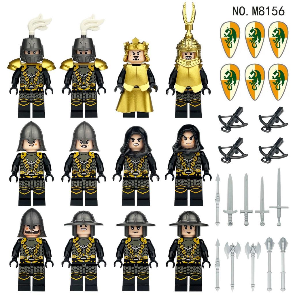 12 Medieval Minifigures Medieval Ilimbe Knight Shield Bow and Arrow Building Block Toy Cross-border