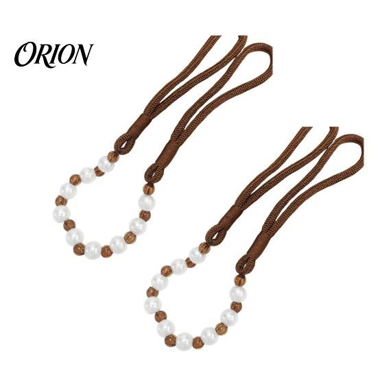 No Drill Curtain Buckles 2Pcs Tiebacks with Pearls, Handmade Decorative Holdbacks Rope, Outdoor Farmhouse Ties Tie Backs for Curtains, Holders Drapes